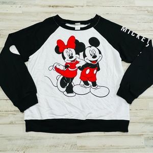Disney Mickey And Minnie Mouse Crewneck Youth L (11-13) Long Sleeve Sweatshirt